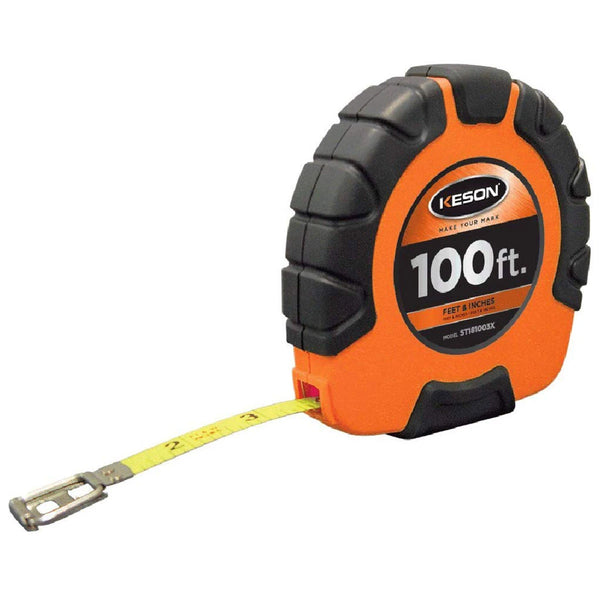 KESON Tape Measure , 100 ft / 30 m Steel Blade, Orange - ST18M1003X