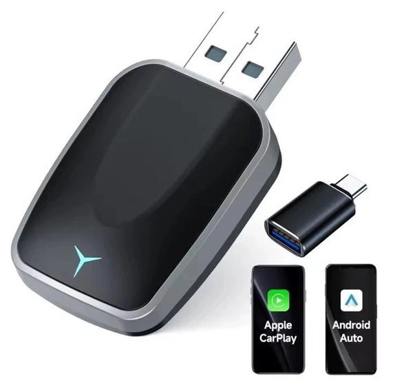 2-in-1 Wired to Wireless CarPlay & Android Auto Adapter – Plug & Play Dongle