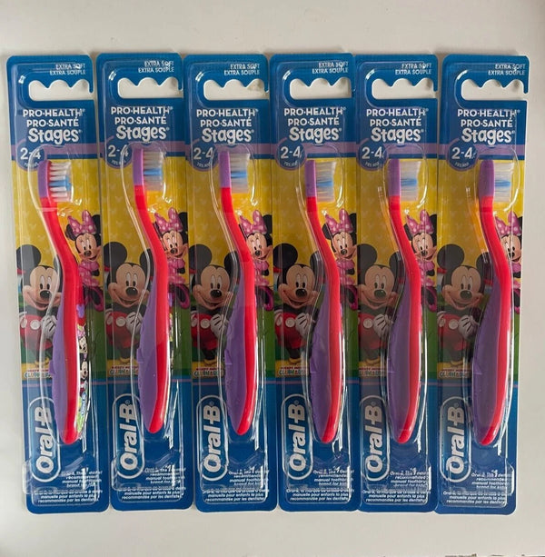 Oral-B Toothbrush for Kids, Pro Health Stages 2-4  Years Mickey  Mouse (6 pcs)