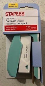 Staples One Touch Compact Stapler - Reduced effort 20 Sheets - Aqua Color